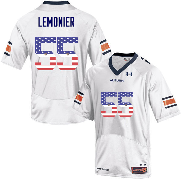 Men #55 Corey Lemonier Auburn Tigers USA Flag Fashion College Football Jerseys-White - Click Image to Close